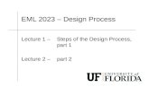 EML 2023 – Design Process Lecture 1 – Steps of the Design Process, part 1 Lecture 2 – part 2.
