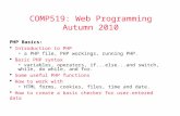 COMP519: Web Programming Autumn 2010 PHP Basics:  Introduction to PHP a PHP file, PHP workings, running PHP.  Basic PHP syntax variables, operators,