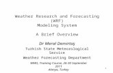 1 Weather Research and Forecasting (WRF) Modeling System A Brief Overview WMO, Training Course, 26-30 September 2011 Alanya, Turkey Dr Meral Demirtaş Turkish.