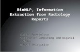 BioNLP, Information Extraction from Radiology Reports Emilia Apostolova College of Computing and Digital Media DePaul University.