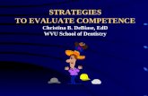STRATEGIES TO EVALUATE COMPETENCE Christina B. DeBiase, EdD WVU School of Dentistry.