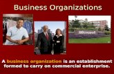 Business Organizations A business organization is an establishment formed to carry on commercial enterprise.