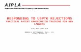 RESPONDING TO USPTO REJECTIONS PRACTICAL PATENT PROSECUTION TRAINING FOR NEW LAWYERS AIPLA BOOT CAMP 2010 DENISE M. KETTELBERGER, PH.D., J.D. FAEGRE &