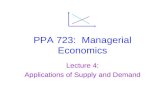 PPA 723: Managerial Economics Lecture 4: Applications of Supply and Demand.