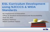ESL Curriculum Development using NJCCCS & WIDA Standards NJ Department of Education Office of Student Achievement and Accountability April 18, 2011 Barbara.
