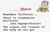 Shock Remember Perfusion …. Shock is inadequate perfusion (aka Hypoperfusion) The organs and tissues of the body do not get enough oxygen and nutrients.
