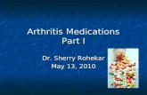 Arthritis Medications Part I Dr. Sherry Rohekar May 13, 2010.