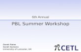 PBL Summer Workshop 6th Annual Derek Raine Sarah Symons University of Leicester, UK.