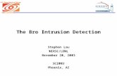 Office of Science U.S. Department of Energy The Bro Intrusion Detection Stephen Lau NERSC/LBNL November 20, 2003 SC2003 Phoenix, AZ.