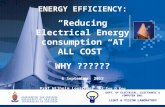 1 ENERGY EFFICIENCY: “Reducing Electrical Energy consumption AT ALL COST” WHY ?????? 6 September 2012 Prof Wilhelm Leuschner Pr Eng D Eng DEPT. OF ELECTRICAL,