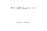 Technical manager’s report September 2005. Telescope activities Primary mirror hardpoint repair New mirror actuator controls Collimation analysis F/5.