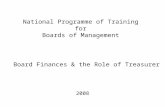 National Programme of Training for Boards of Management 2008 Board Finances & the Role of Treasurer.