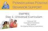 Universal 100 Conceptual Foundations Data Analysis Developing Behavior Expectations SWPBS Day 1: Universal Curriculum.