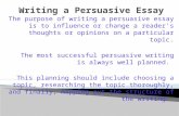 The purpose of writing a persuasive essay is to influence or change a reader's thoughts or opinions on a particular topic. The most successful persuasive.