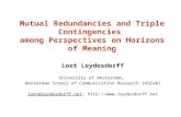 Mutual Redundancies and Triple Contingencies among Perspectives on Horizons of Meaning Loet Leydesdorff University of Amsterdam, Amsterdam School of Communication.