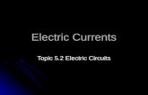 Electric Currents Topic 5.2 Electric Circuits. Electromotive Force Defining potential difference Defining potential difference The coulombs entering a.