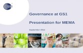 Governance at GS1 Presentation for MEMA September 2012.