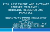 RISK ASSESSMENT AND INTIMATE PARTNER VIOLENCE: BRIDGING RESEARCH AND PRACTICE WEBINAR FOR THE BATTERED WOMEN’S JUSTICE PROJECT MAY 18, 2011 Lauren Bennett.