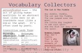 Vocabulary Collectors Meaningful writing activity = personify vocabulary personification (noun) — the act of giving human qualities to an abstract noun.