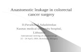 Anastomotic leakage in colorectal cancer surgery D.Pavalkis, Z.Saladzinskas Kaunas medical university hospital, Lithuania International meeting of coloproctology.