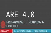 PROGRAMMING, PLANNING & PRACTICE 1. Architectural Programming ARE 4.0 AIASCV.