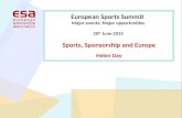 Sports, Sponsorship and Europe Helen Day European Sports Summit Major events: Major opportunities 20 th June 2013.