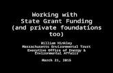 Working with State Grant Funding (and private foundations too) William Hinkley Massachusetts Environmental Trust Executive Office of Energy & Environmental.