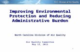 1 Improving Environmental Protection and Reducing Administrative Burden North Carolina Division of Air Quality Improving Environmental Protection and Reducing.