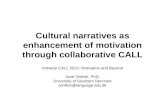 Cultural narratives as enhancement of motivation through collaborative CALL Antwerp CALL 2010: Motivation and Beyond Jane Vinther, PhD. University of Southern.