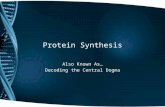 Protein Synthesis Also Known As … Decoding the Central Dogma.