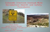 Colorado Inactive Uranium Mine Reclamation Health and Safety Procedures Steve Renner Senior Project Manager Colorado Inactive Mine Reclamation Program.