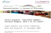 Personalisation: A Journey of Discovery Direct payments, Individual Budgets, Personal Budgets: what’s it all about? Tower Hamlets Low Vision Committee.