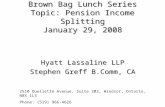 Brown Bag Lunch Series Topic: Pension Income Splitting January 29, 2008 Hyatt Lassaline LLP Stephen Greff B.Comm, CA 2510 Ouellette Avenue, Suite 203,