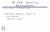 TM 620: Quality Management Session Eight – 23 November 2010 Control Charts, Part II –Attributes –Special Cases.