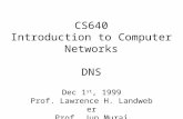 CS640 Introduction to Computer Networks DNS Dec 1 st, 1999 Prof. Lawrence H. Landweber Prof. Jun Murai.