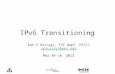IPv6 Transitioning Ram P Rustagi, ISE Dept, PESIT rprustagi@pes.edu Mar 09-10, 2013.