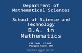 Department of Mathematical Sciences School of Science and Technology B.A. in Mathematics CIP Code: 27.0101 Program Code: 150 1 Program Quality Improvement.