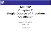 ME 392 Chapter 7 Single Degree of Freedom Oscillator ME 392 Chapter 7 Single Degree of Freedom Oscillator March 26, 2012 week 11 Joseph Vignola.