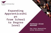 Expanding Apprenticeships from School to Degree level Professor Alison Halstead Pro Vice Chancellor Aston University.