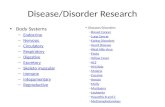 Disease/Disorder Research Body Systems – Endocrine Endocrine – Nervous Nervous – Circulatory Circulatory – Respiratory Respiratory – Digestive Digestive.