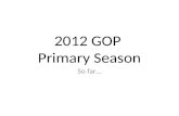 2012 GOP Primary Season So far…. Republican Players 2012 Primary Season.