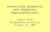 Connecting Geometric and Algebraic Representations Cheryl Olsen Shippensburg University October 11, 2005.