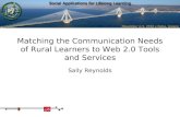 Matching the Communication Needs of Rural Learners to Web 2.0 Tools and Services Sally Reynolds.