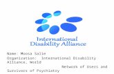 Name: Moosa Salie Organization: International Disability Alliance, World Network of Users and Survivors of Psychiatry Date: 11 April 2013.