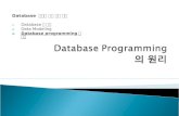 Database 활용을 위한 기초 이론 1. Database 의 개요 2. Data Modeling 3. Database programming 의 원리.