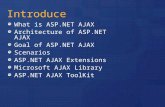 Introduce What is ASP.NET AJAX Architecture of ASP.NET AJAX Goal of ASP.NET AJAX Scenarios ASP.NET AJAX Extensions Microsoft AJAX Library ASP.NET AJAX.