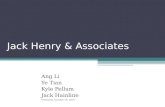 Jack Henry & Associates Ang Li Ye Tian Kyle Pellum Jack Hainline Presented, October 14, 2010.