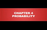 CHAPTER 4 PROBABILITY. Outline 4-1Introduction 4-2Sample Spaces and Probability 4-3The Addition Rules for Probability 4-4The Multiplication Rules and.