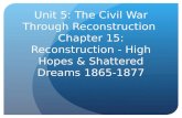 Unit 5: The Civil War Through Reconstruction Chapter 15: Reconstruction - High Hopes & Shattered Dreams 1865-1877.