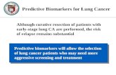 Predictive Biomarkers for Lung Cancer Current Status / Perspectives: Although curative resection of patients with early-stage lung CA are performed, the.